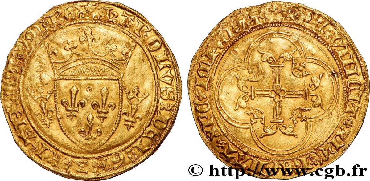 CHARLES VII LE VICTORIEUX Écu d or à la couronne ou écu neuf s.m. Amiens TTB+