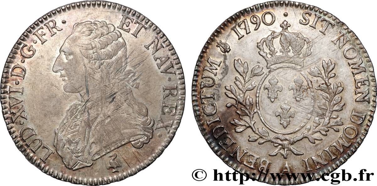 LOUIS XVI Écu aux branches d olivier 1790 Paris AU