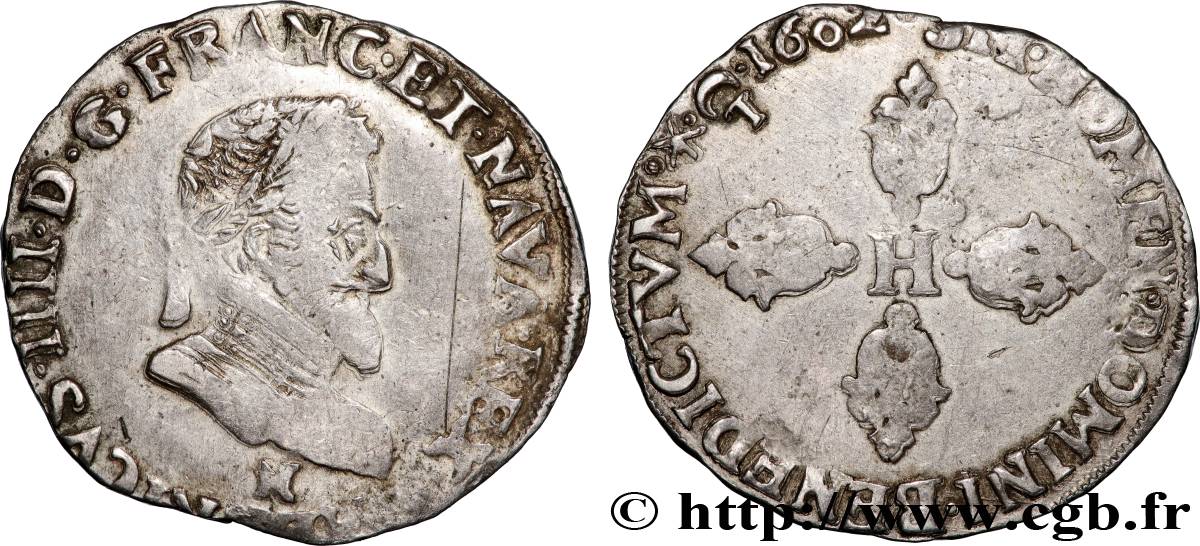 HENRI IV LE GRAND Demi-franc, type de Montpellier 1602 Montpellier TTB
