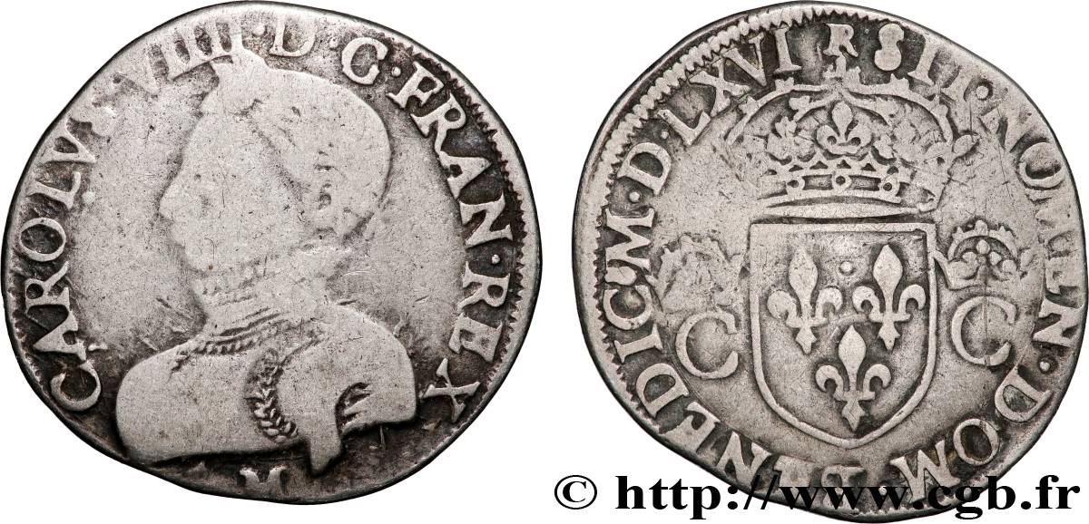 CHARLES IX Teston, 2e type 1566 Toulouse TB+