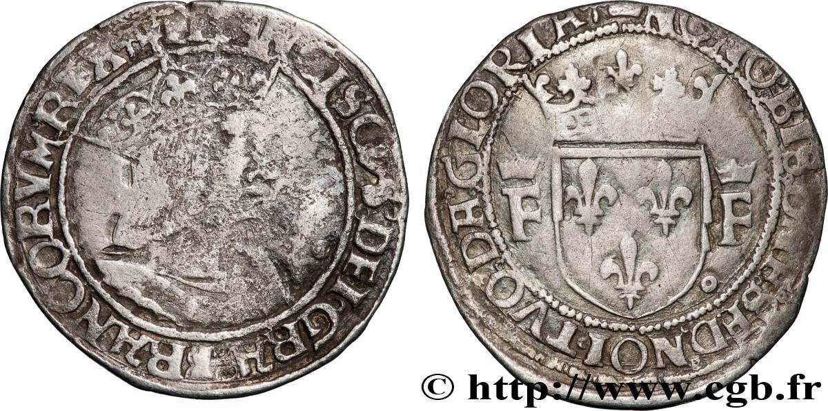 FRANÇOIS IER LE RESTAURATEUR DES LETTRES Demi-teston, 13e type n.d. Lyon TB+/TTB