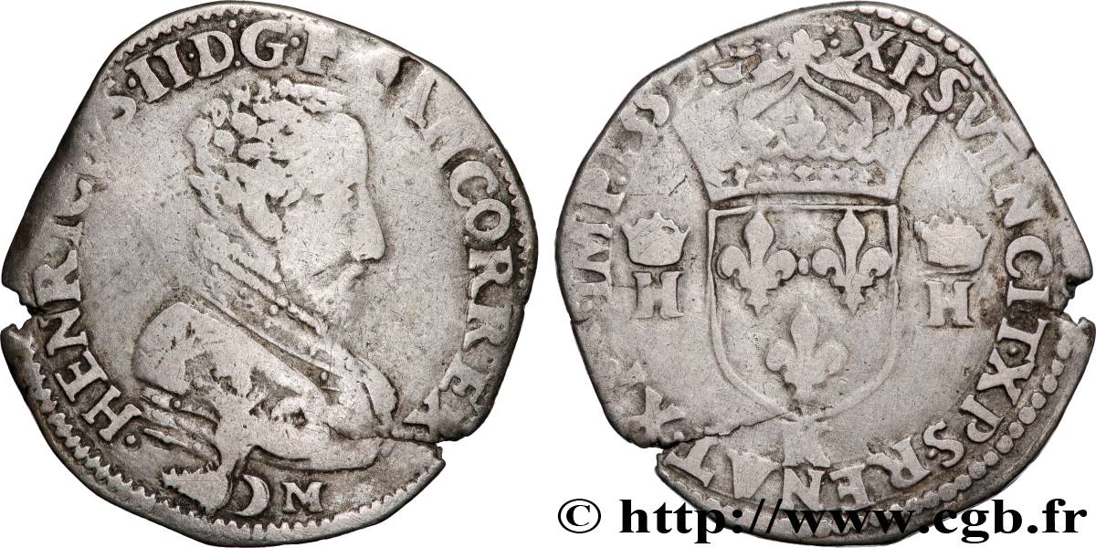 FRANÇOIS II. MONNAYAGE AU NOM D HENRI II Teston à la tête nue, 3e type 1559 Bordeaux TB+