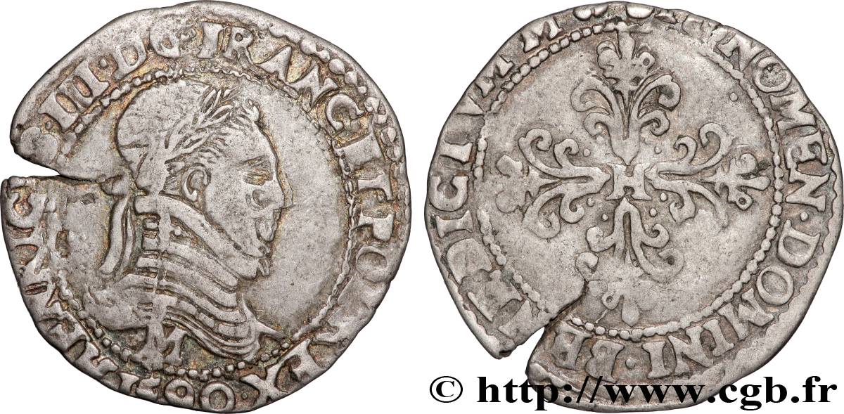 LIGUE. COINAGE AT THE NAME OF HENRY III Quart de franc au col plat 1590  Toulouse XF