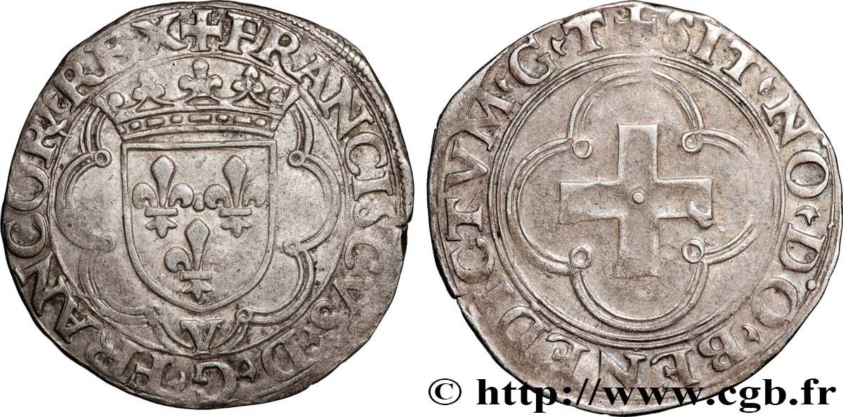 FRANCOIS I Douzain à la croisette, 1er type s.m. Turin AU