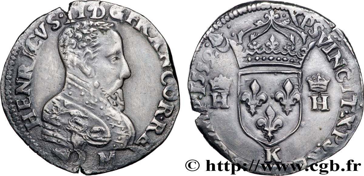 FRANÇOIS II. MONNAYAGE AU NOM D HENRI II Teston à la tête nue, 3e type 1559 Bordeaux TTB