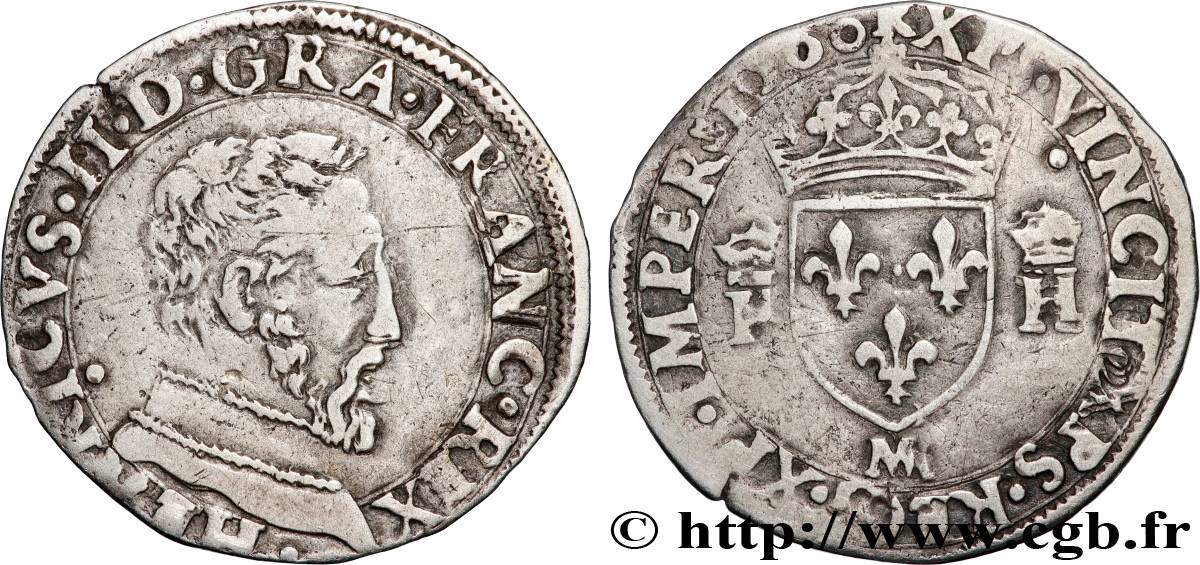 FRANCIS II. COINAGE IN THE NAME OF HENRY II Demi-teston à la tête nue, 5e type 1560 Toulouse XF