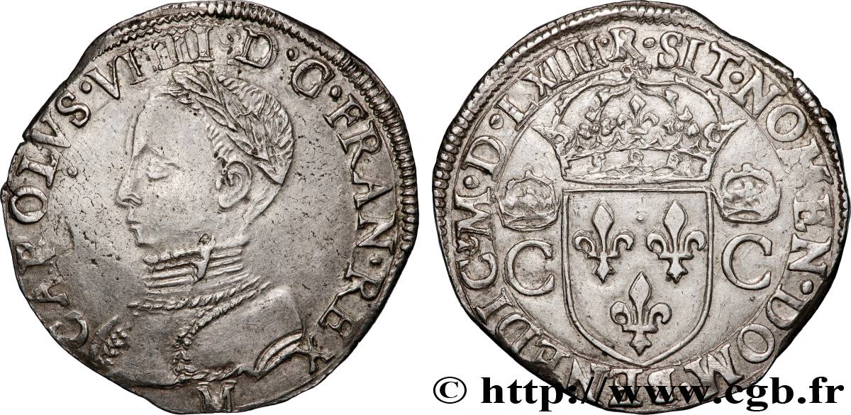 CHARLES IX Teston, 2e type 1563 Toulouse SPL