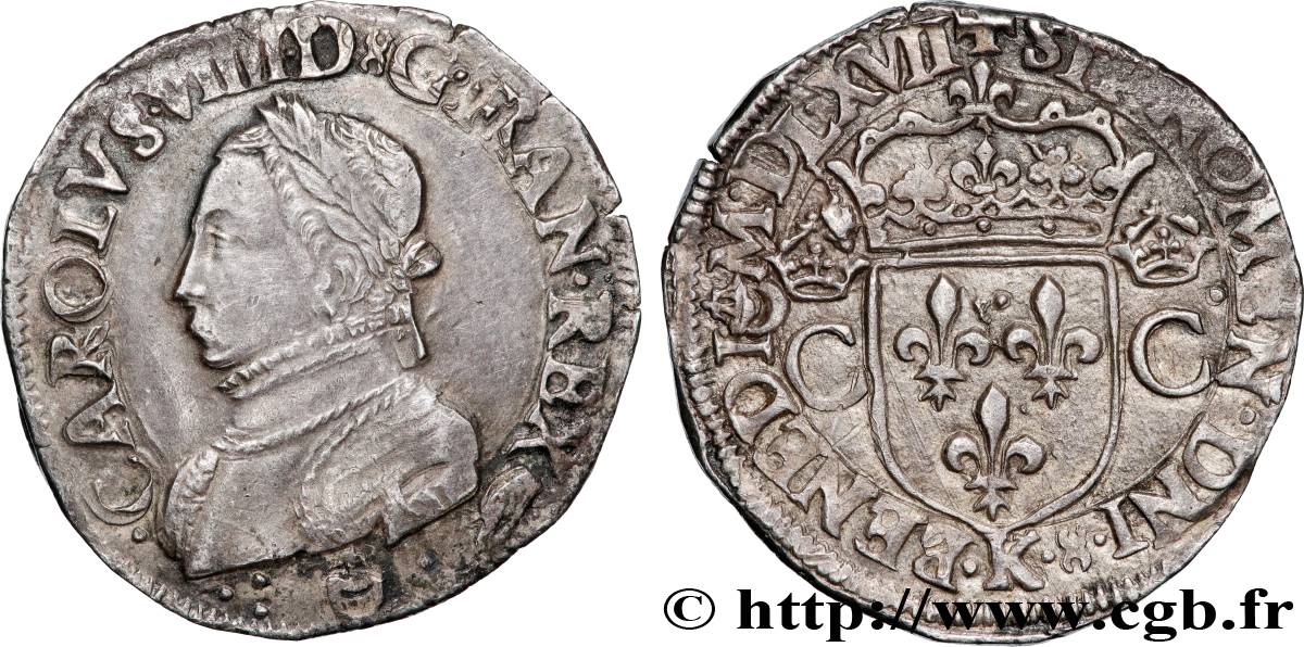 CHARLES IX Teston, 2e type 1567 Bordeaux XF