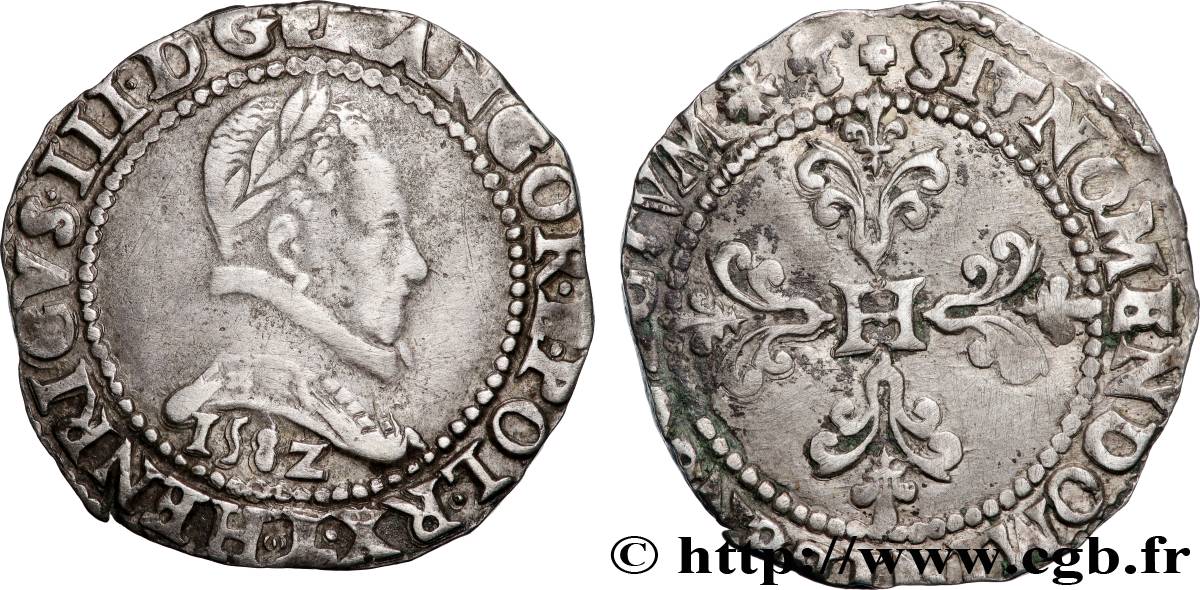 HENRY III Franc au col plat 1582 Bayonne BB