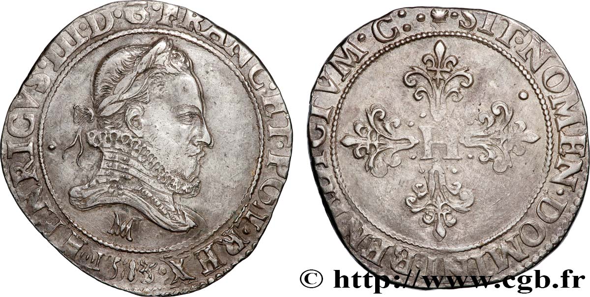 HENRI III Franc au col fraisé 1583 Toulouse TTB+