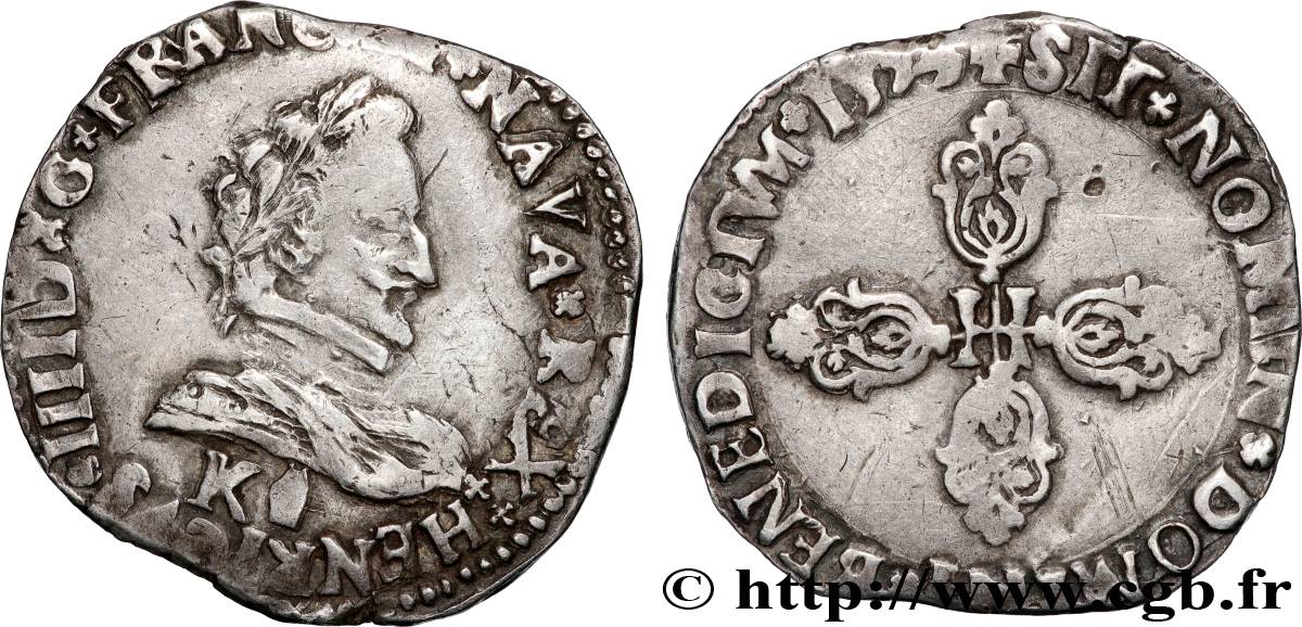 HENRY IV Demi-franc, 2e type de Bordeaux 1595 Bordeaux XF