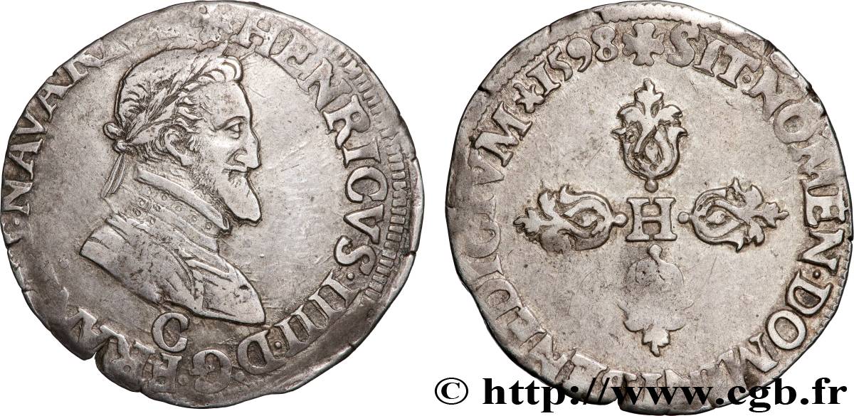 HENRY IV Demi-franc, 3e type de Saint-Lô 1598 Saint-Lô XF