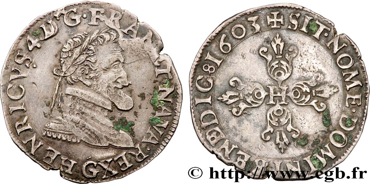 HENRY IV Demi-franc, type de Poitiers 1603 Poitiers AU