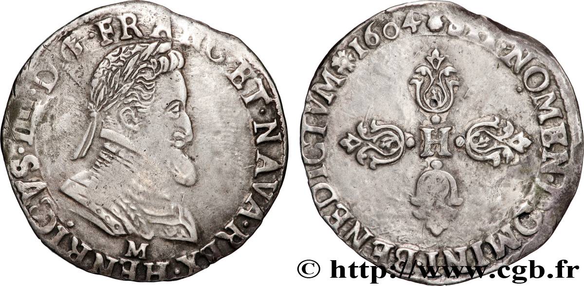 HENRY IV Demi-franc 1604 Toulouse XF