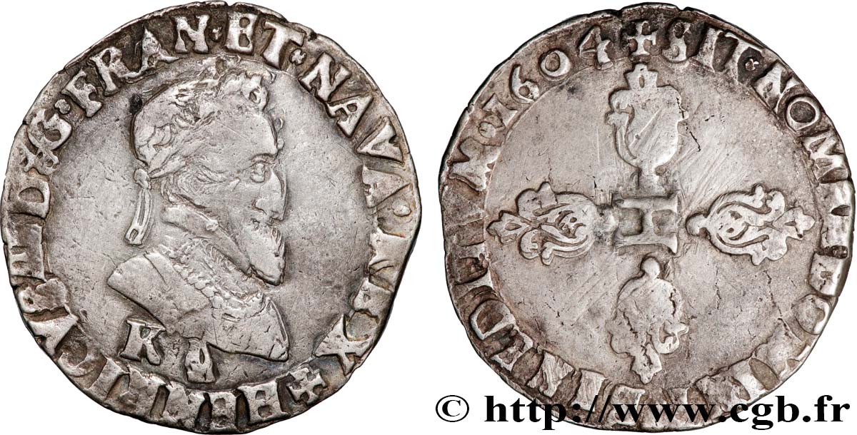 HENRY IV Demi-franc, 2e type de Bordeaux 1604 Bordeaux XF/VF