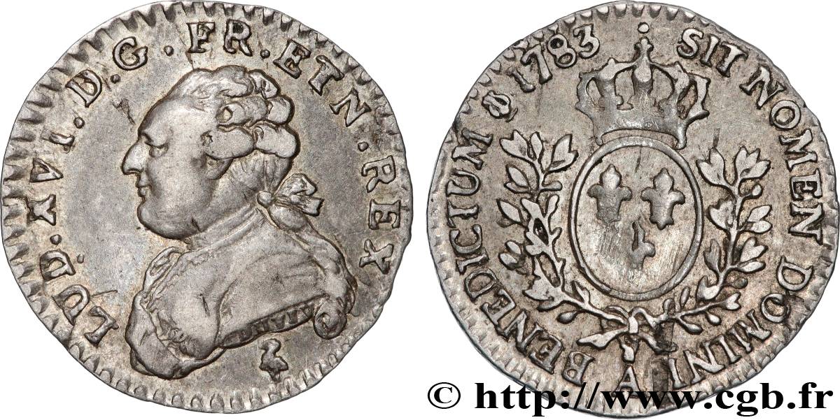LOUIS XVI Vingtième d’écu aux branches d’olivier 1783 Paris TTB