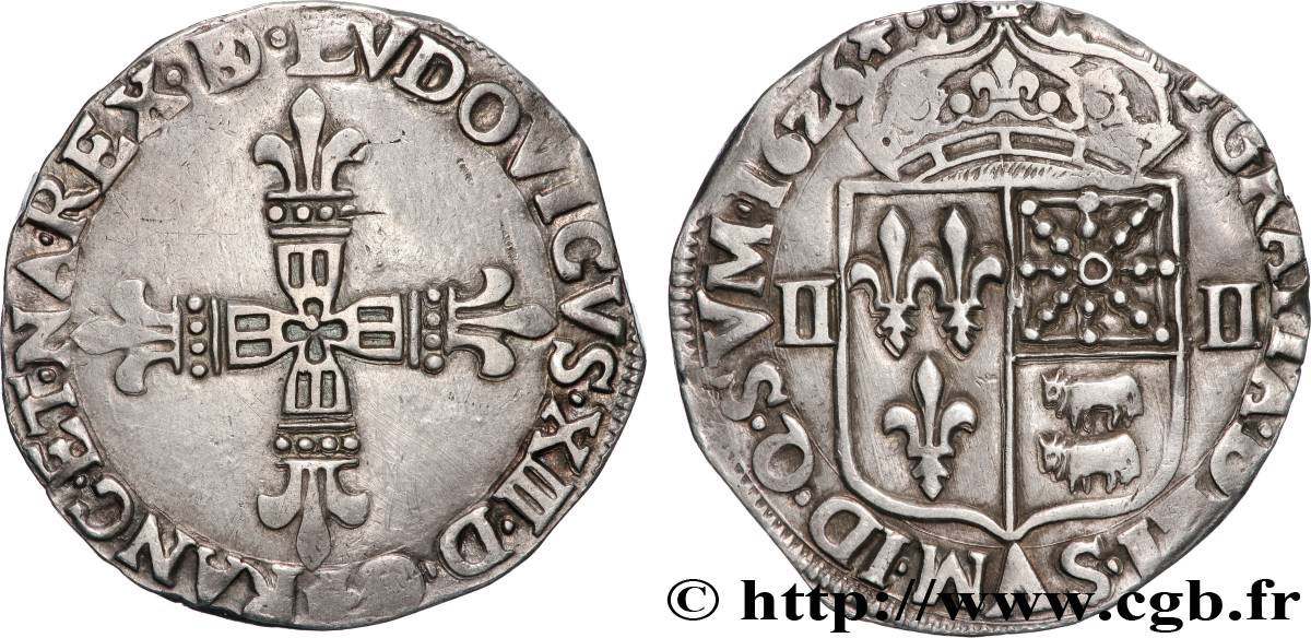 LOUIS XIII  Quart d&nbsp;écu de Béarn 1626 Morlaàs ou Pau SS