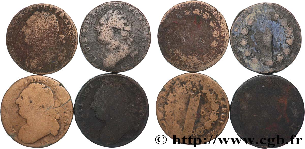 LOUIS XVI 12 deniers dit &nbsp;au faisceau&nbsp;, type FRANCOIS, lot de 4 ex. n.d. Ateliers divers lot