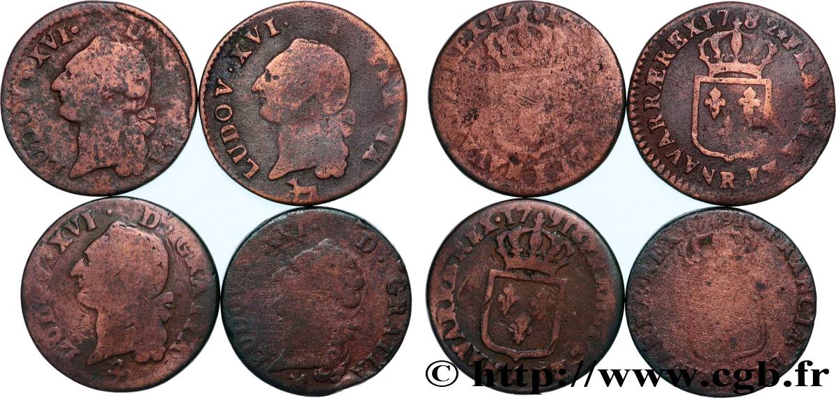 LOUIS XVI Sols dits  à l écu , lot de 4 ex. n.d. Ateliers divers lot