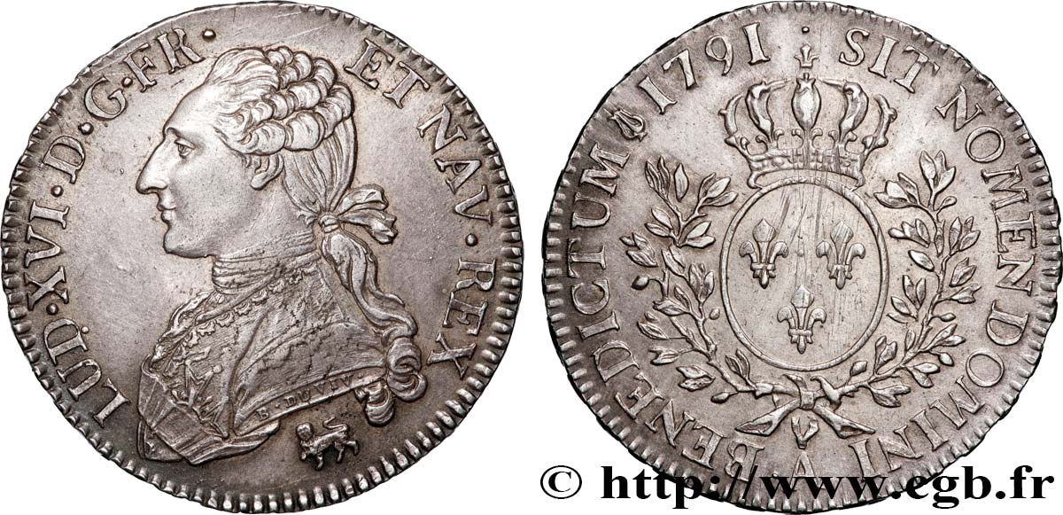 LOUIS XVI Demi-écu aux branches d olivier 1791 Paris AU