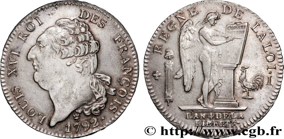 LOUIS XVI Écu dit  au génie , type FRANÇOIS 1792 Limoges AU