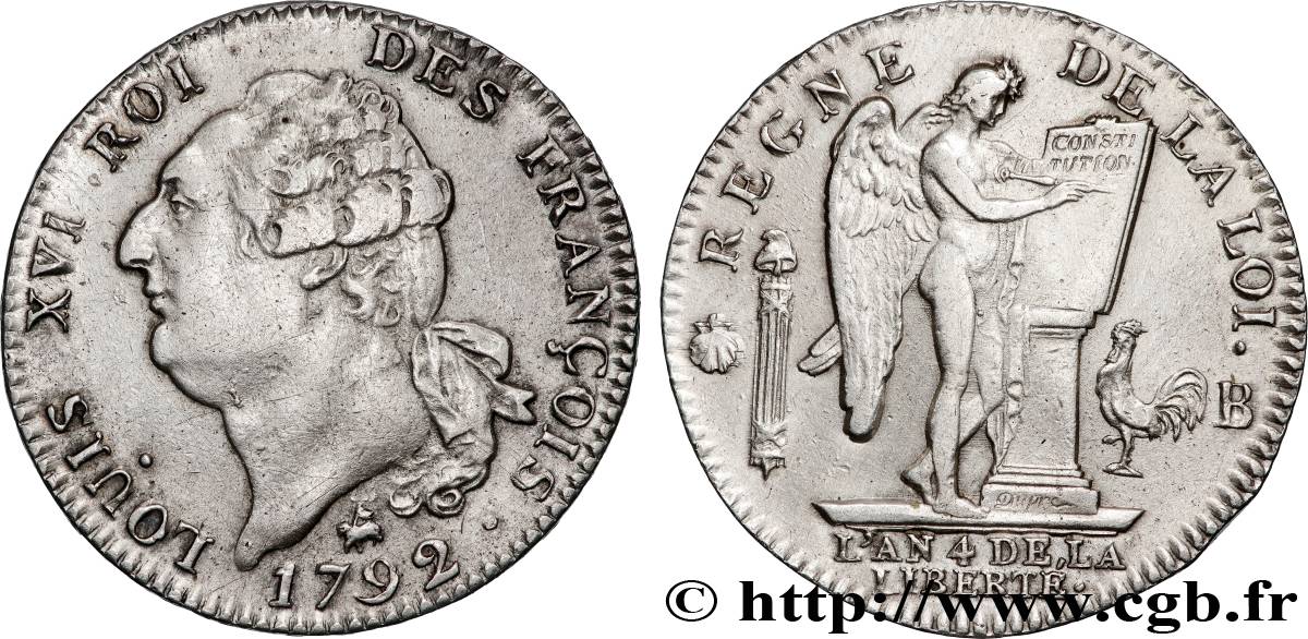 LOUIS XVI Écu dit  au génie , type FRANÇOIS 1792 Rouen q.SPL