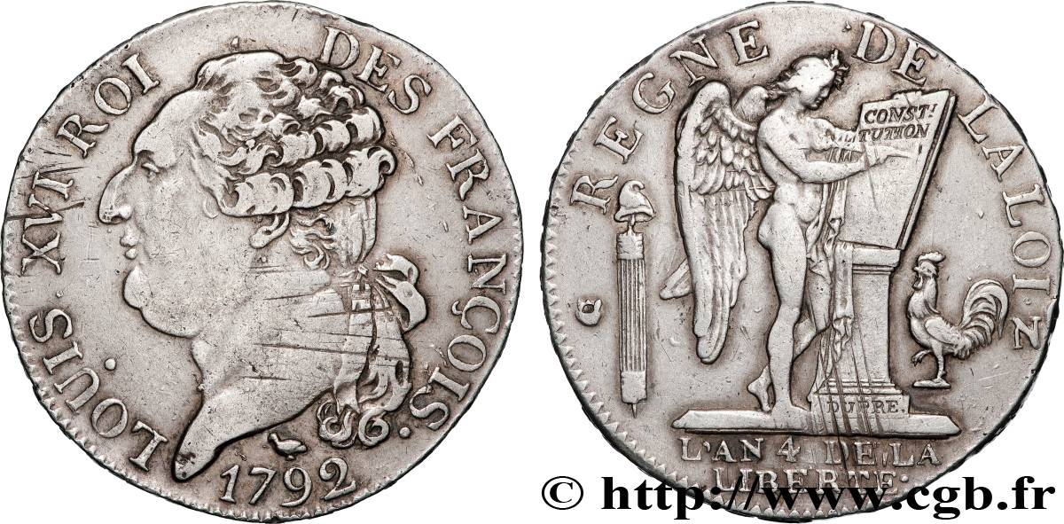 LOUIS XVI Demi-écu dit  au génie , légende FRANÇOIS 1792 Montpellier AU