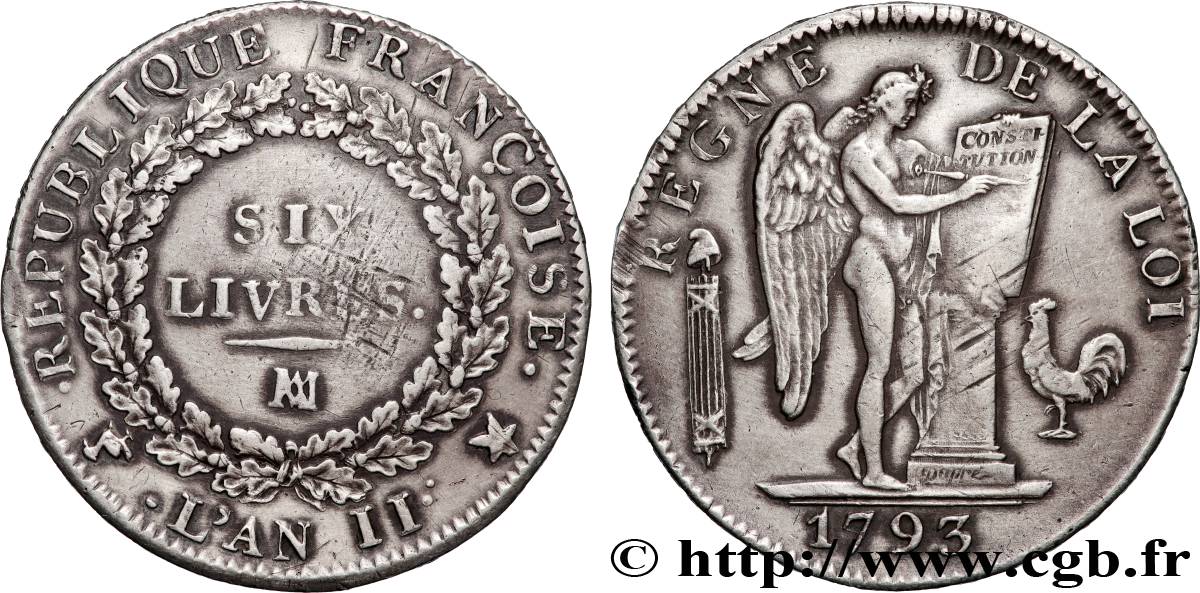 NATIONALKONVENT Six livres dit  au génie  1793 Marseille SS