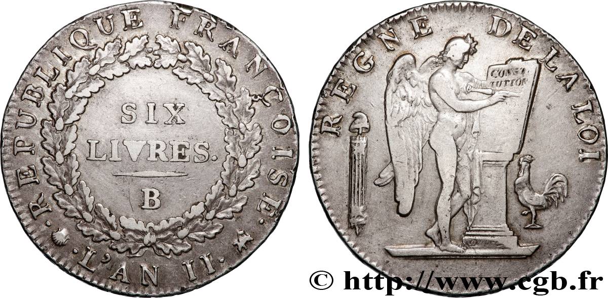 THE CONVENTION Six livres dit  au génie  s.m. Rouen XF/VF