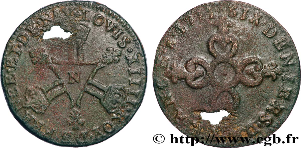 LOUIS XIV LE GRAND OU LE ROI SOLEIL Pièce de six deniers s.m. Montpellier TTB