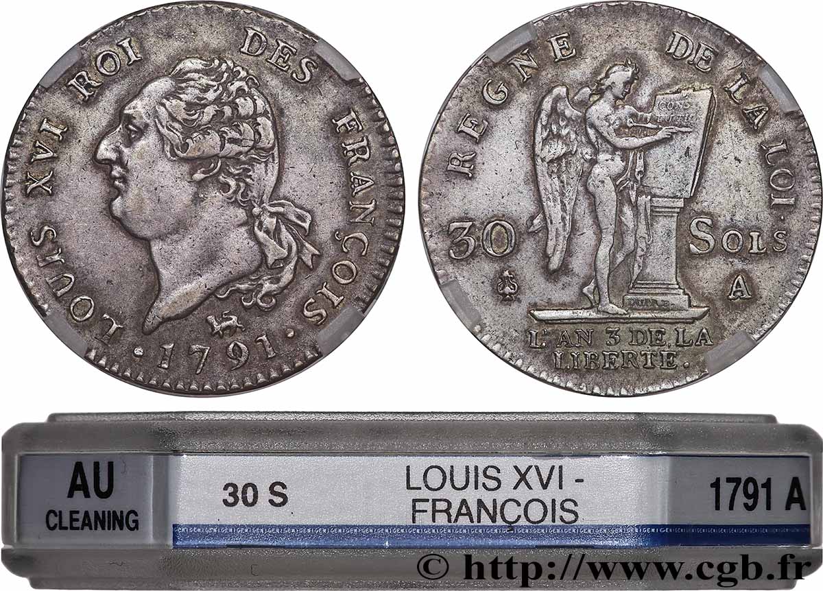 LOUIS XVI (MONARQUE CONSTITUTIONNEL)  30 sols dit  au génie , type FRANÇOIS 1791 Paris SUP