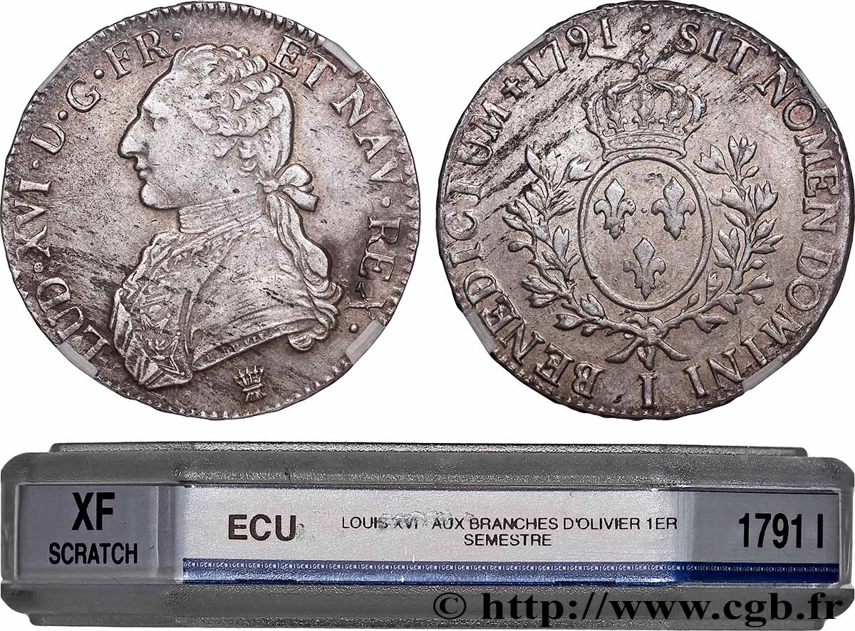 LOUIS XVI Écu aux branches d olivier 1791 Limoges TTB
