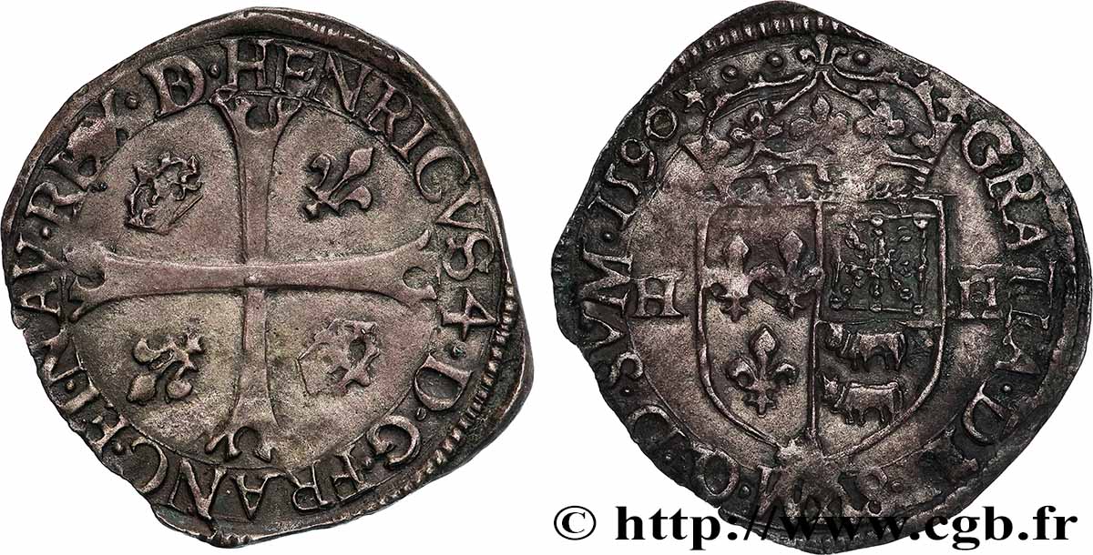 HENRI IV LE GRAND Douzain de Béarn, 1er type 1590 Morlaàs TTB