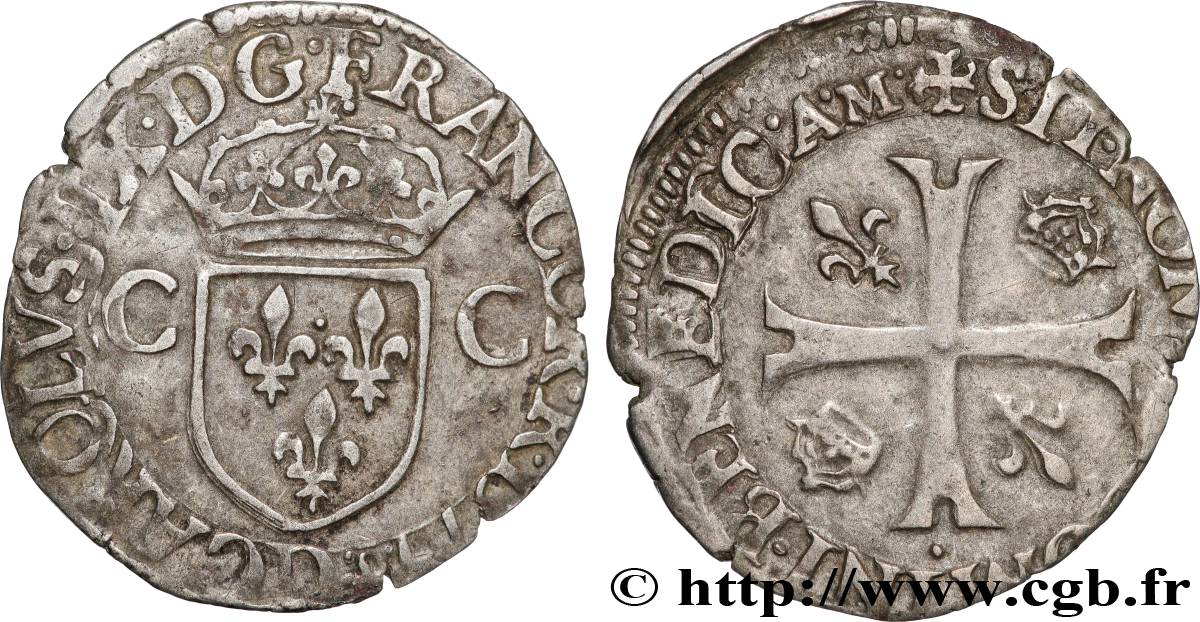 CHARLES IX Douzain aux deux C, 1er type s.m. Lyon TTB