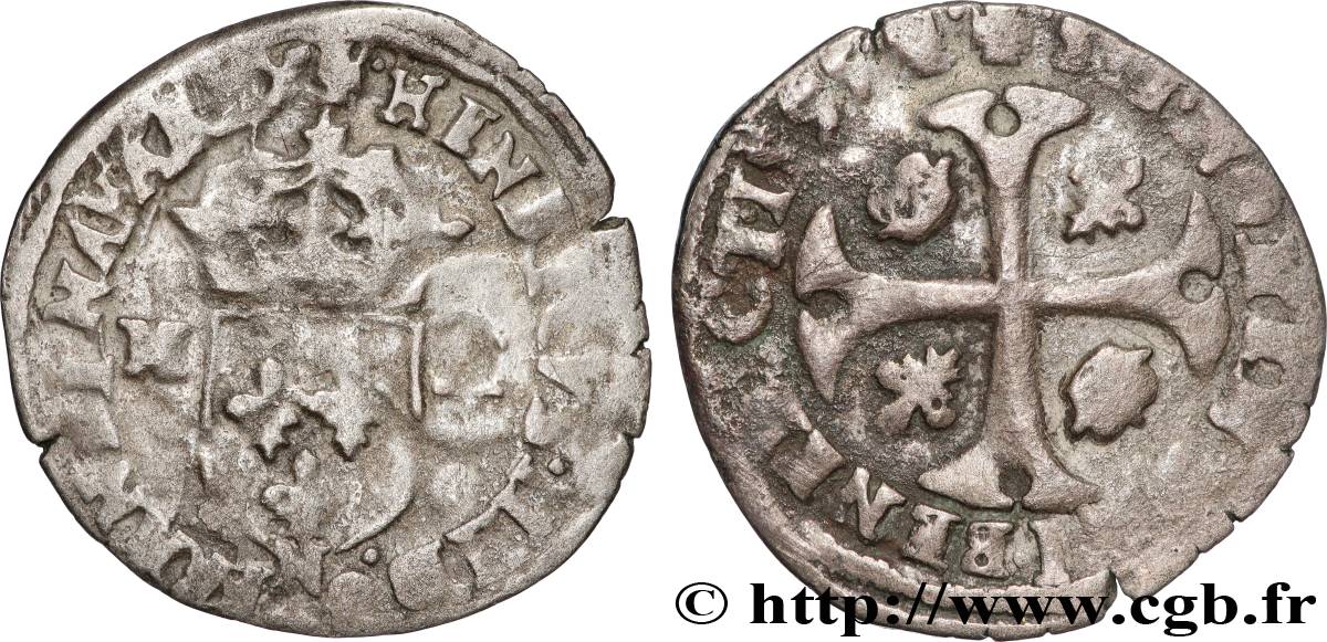 HENRY IV Douzain aux deux H, 2e type 1595 La Rochelle VF