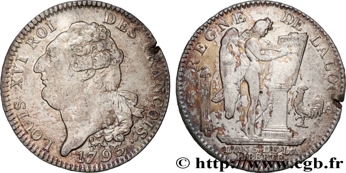 LOUIS XVI Écu dit  au génie , légende FRANÇOIS 1793 Paris SS