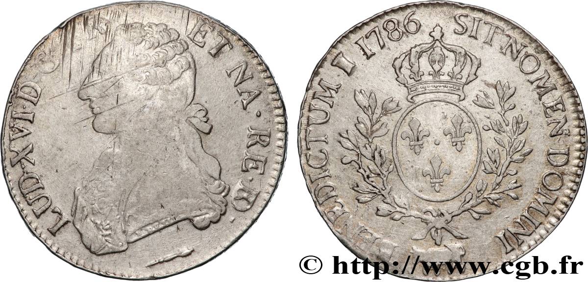 LOUIS XVI Écu aux branches d olivier 1786 Pau TB+/TTB
