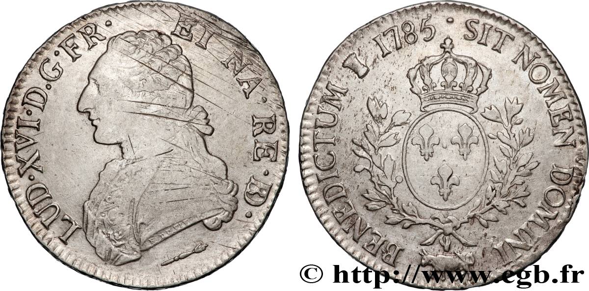 LOUIS XVI Écu aux branches d olivier 1785 Pau VF/XF