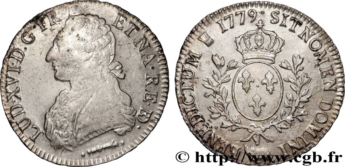 LOUIS XVI Écu aux branches d olivier 1779 Pau VF/XF