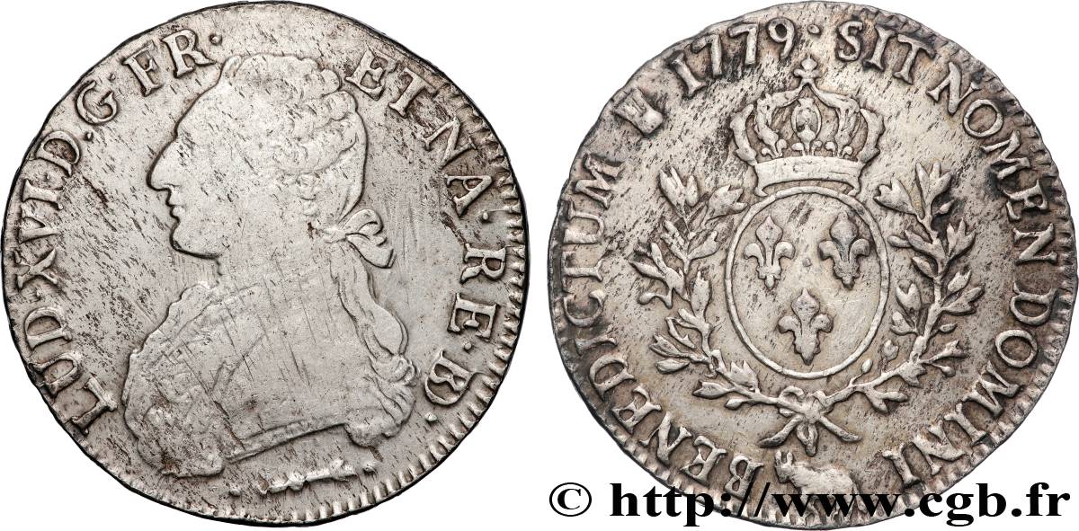 LOUIS XVI Écu aux branches d olivier 1779 Pau fSS/SS