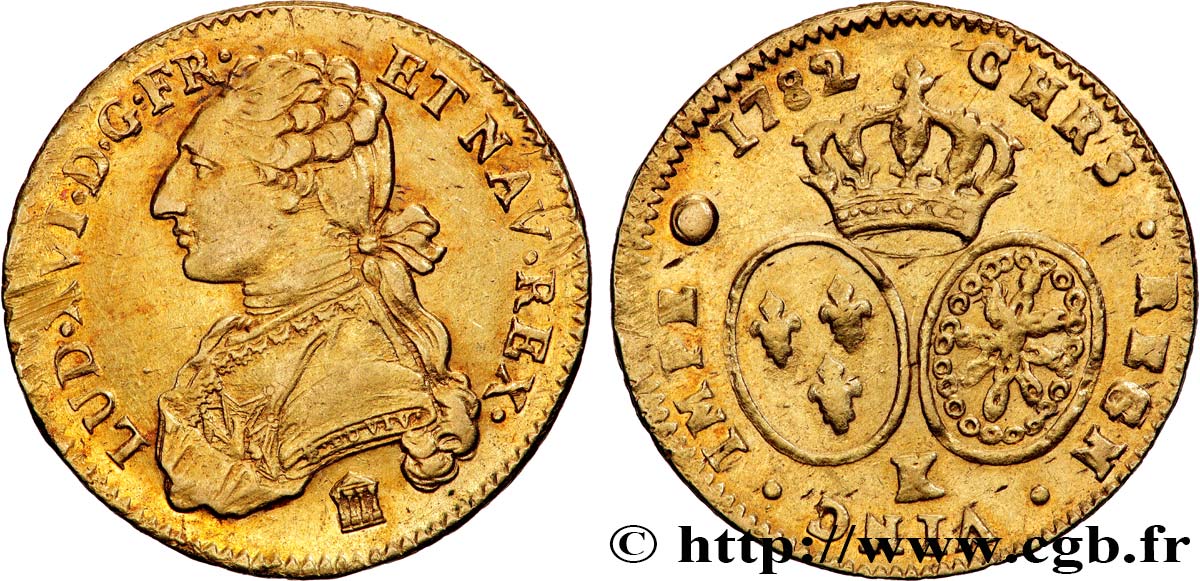 LOUIS XVI Double louis d’or aux écus ovales 1782 Bordeaux TTB+/TTB