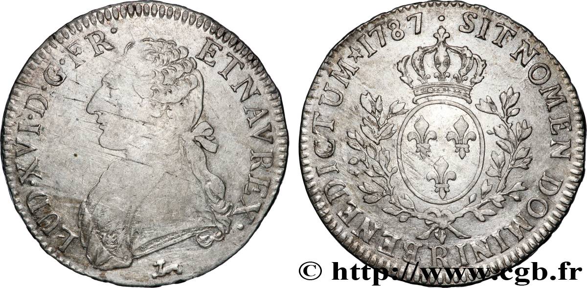 LOUIS XVI Écu aux branches d&nbsp;olivier 1787 Orléans fSS/SS
