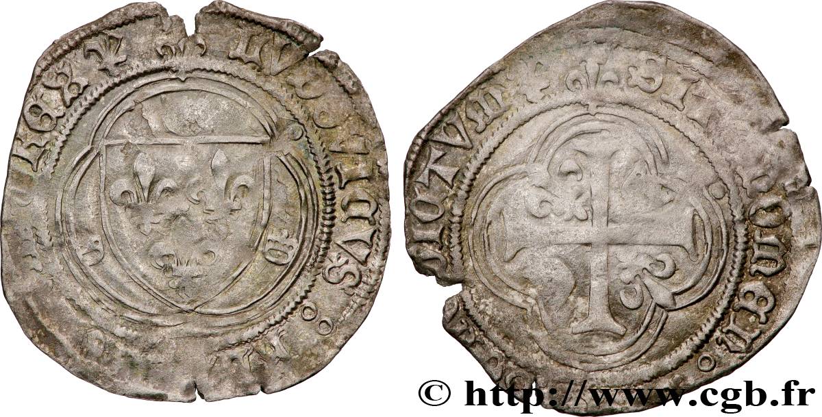 LOUIS XII  Douzain ou grand blanc à la couronne n.d. Montpellier BC+/MBC