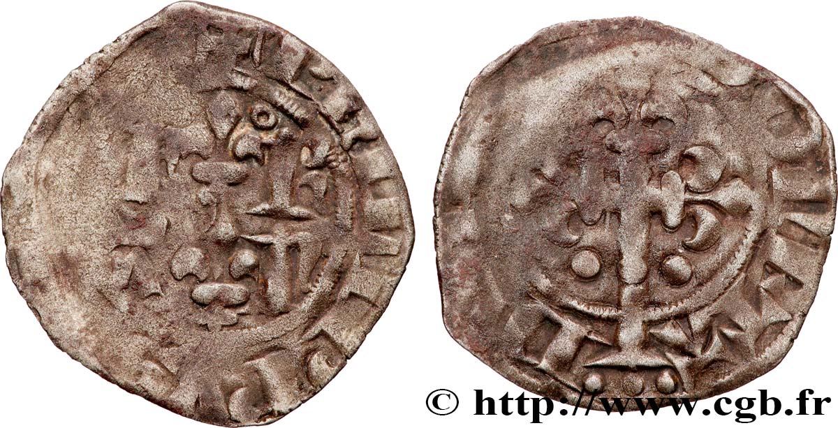 PHILIPPE VI DE VALOIS Double tournois, 1er type n.d.  TB