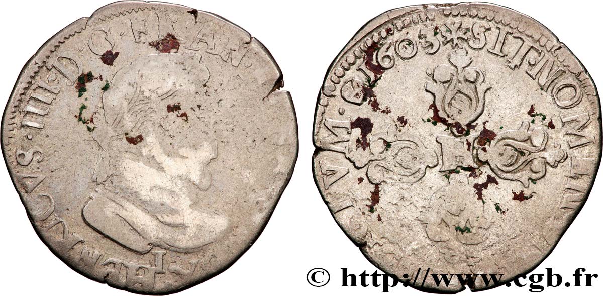 HENRY IV Demi-franc, type de Limoges 1603 Limoges F/VF