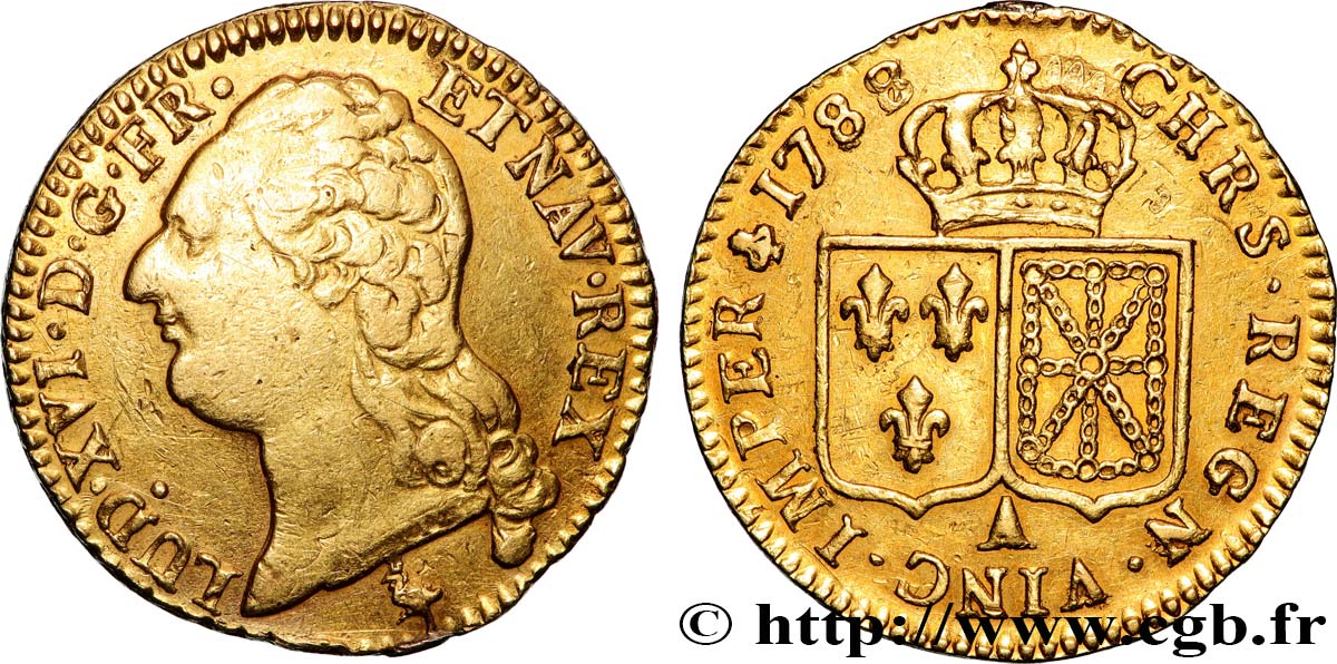 LOUIS XVI Louis d or aux écus accolés 1788 Paris XF/AU