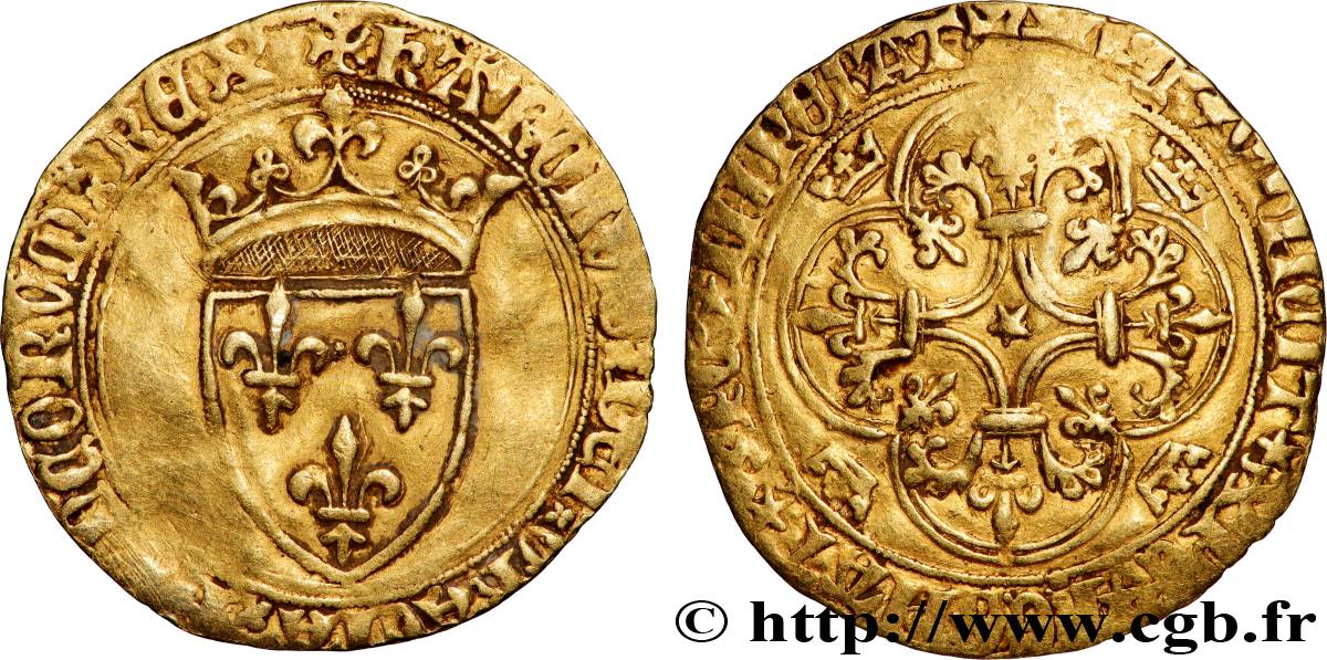 CHARLES VI LE FOU ou LE BIEN AIMÉ / THE BELOVED or THE MAD Écu d or à la couronne n.d. Dijon VF