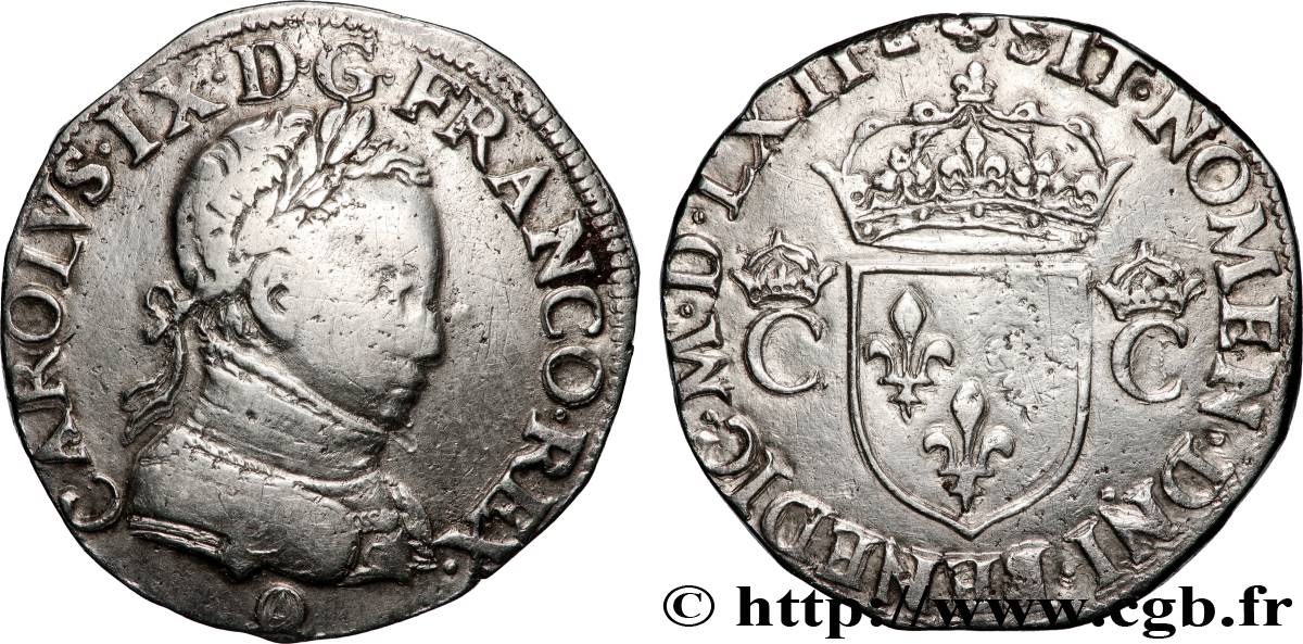 CHARLES IX Teston, 8e type, dit “morveux” 1562 Orléans VF