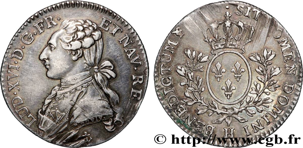 LOUIS XVI Cinquième d écu aux branches d olivier 1788 La Rochelle fVZ/SS