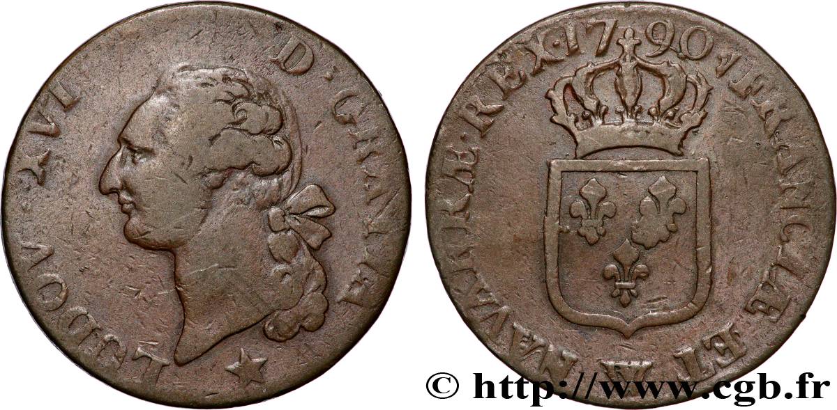 LOUIS XVI Sol dit  à l écu  1790 Lille S